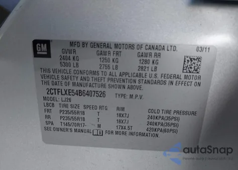 2011 GMC Terrain Slt-2 из США, поврежденный, VIN 2CTFLXE54B6407526